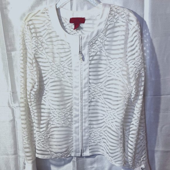 JC Collections-Holiday/Wedding/Party-White long diamond sleeves-Sheer-Jacket - Picture 1 of 9